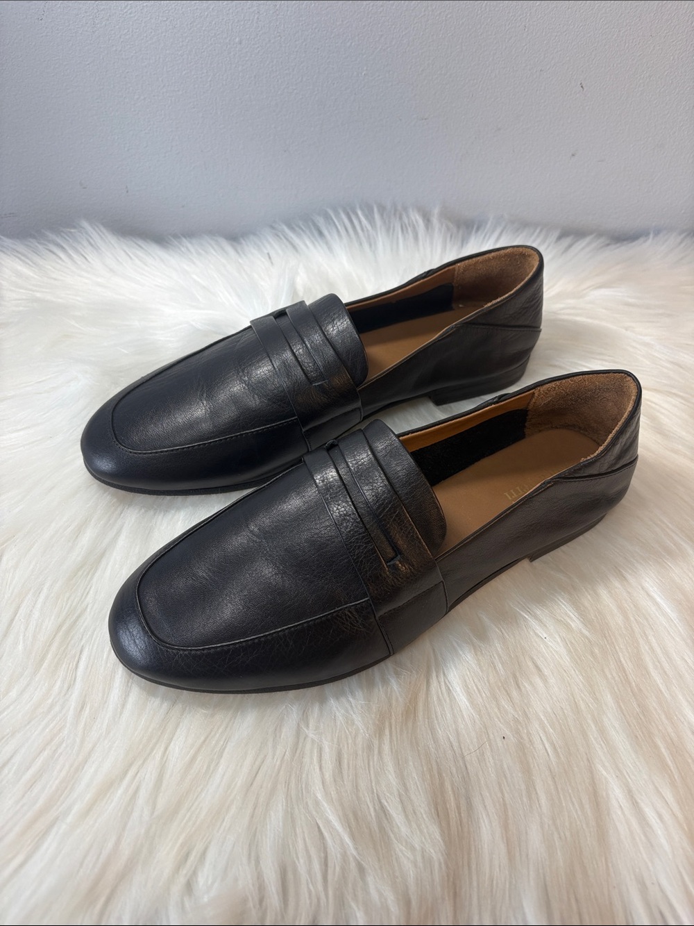 Luca Ferri black leather penny loafers